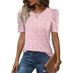 WIHOLL Summer Tops for Women Puff Sleeve Crewneck T Shirts Dressy Casual Blouses Spring Outfits Fashion Clothes