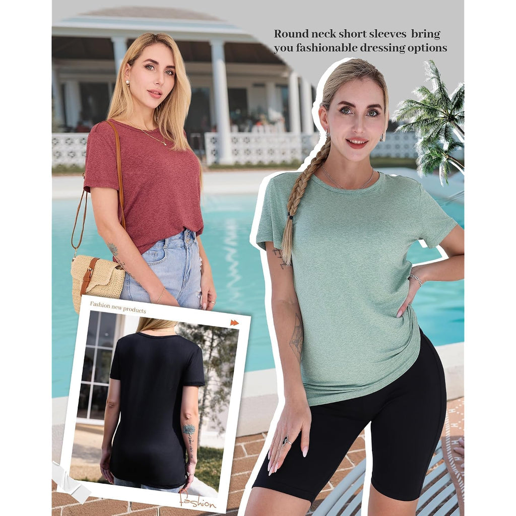 GAYHAY 3 Pack Womens T-Shirts - Short Sleeve Spring Summer Tops Crew Neck Trendy Casual Work Soft Basic Tees for Ladies 2026