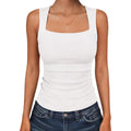 Women's Square Neck Knit Tank Top White