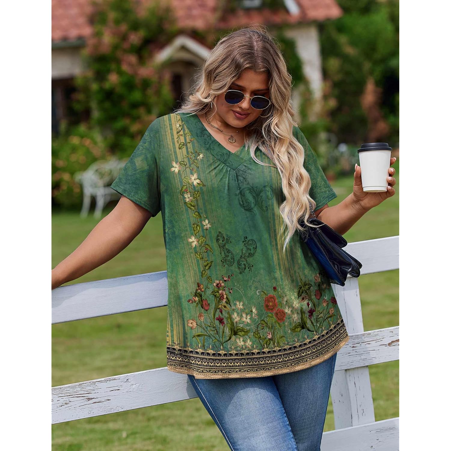 Women's Flowy V-Neck Tunic Top Mz839