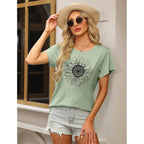 MAPICK Women's Floral Graphic Tees Short Sleeve Casual T-Shirts Boho Style Cute Summer Loose Fit Tops