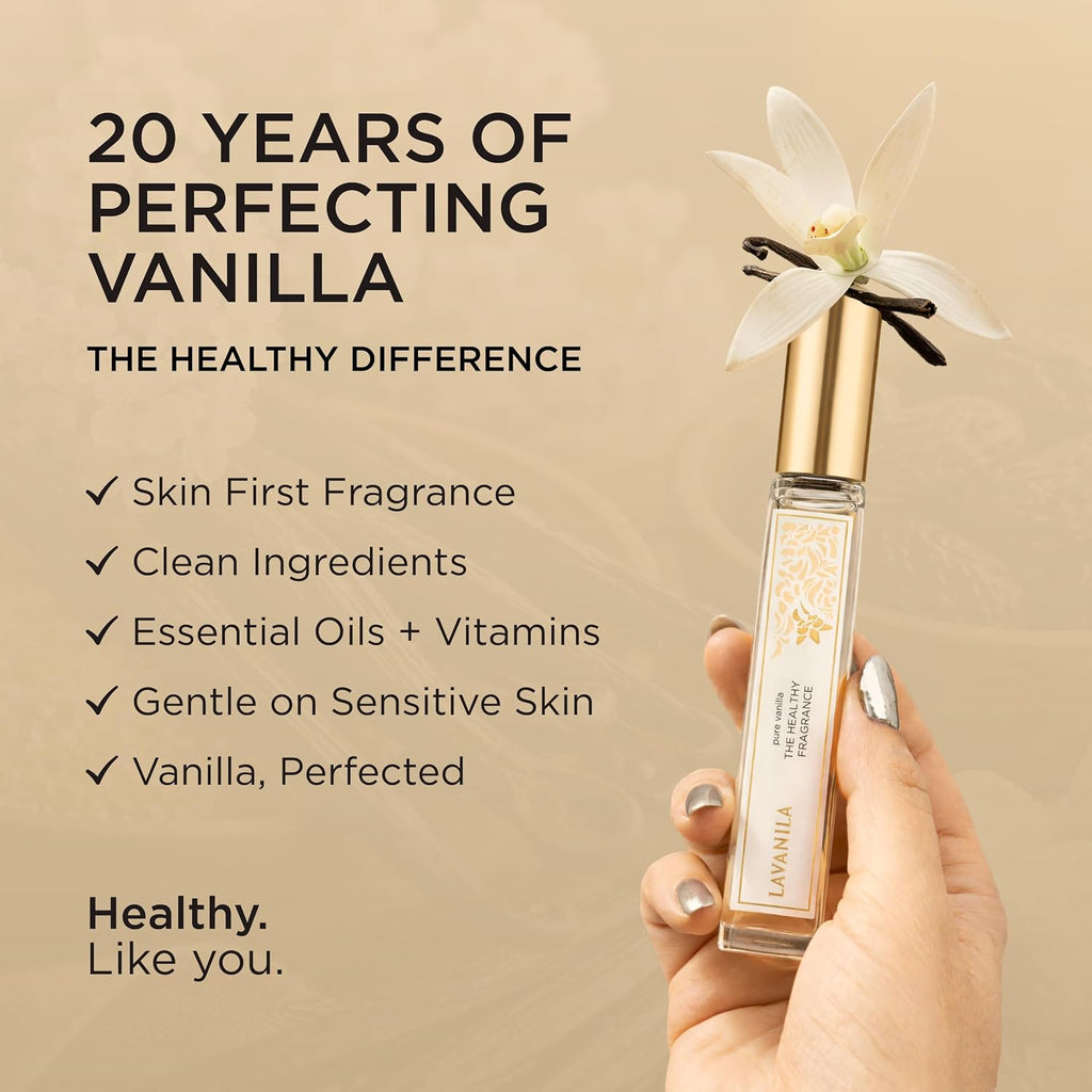 Lavanila Pure Vanilla Perfume for Women, Travel Size Roller 0.32 Fl Oz – Clean Vanilla Perfume, Long Lasting Women’s Eau de Parfum with Madagascar Vanilla – Natural Fragrance, Women’s Fragrances