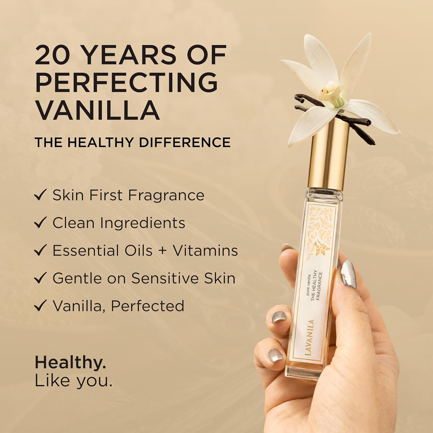 Lavanila Pure Vanilla Perfume for Women, Travel Size Roller 0.32 Fl Oz – Clean Vanilla Perfume, Long Lasting Women’s Eau de Parfum with Madagascar Vanilla – Natural Fragrance, Women’s Fragrances
