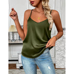 Zeagoo Women's Silk Satin Tank Tops 2026 V Neck Adjustable Spaghetti Strap Sleeveless Camisole Summer Basic Blouse