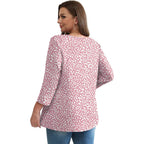 Women's Babydoll V-Neck Tunic Top Pink Dot