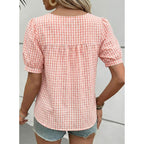 Women's Square Neck Gingham Tunic Top Pink