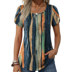 Zeagoo Womens Tops Petal Short Sleeve Summer Casual Crew Neck Shirts Floral Solid Blouse Pleated Tunics