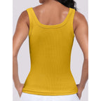 Women's Ribbed Scoop Neck Tank Top Yellow