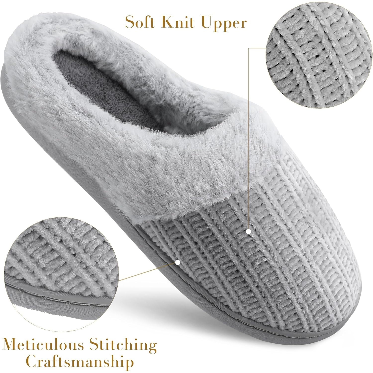 Women's Slippers Knitted A-grey