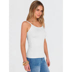 Women's Ribbed Scoop Neck Tank Top White