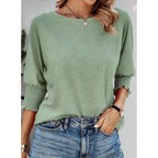 Dokotoo Women's 2026 Fashion Tops 3/4 Sleeve T-Shirts Cute Crewneck Basic Business Tees Blouses