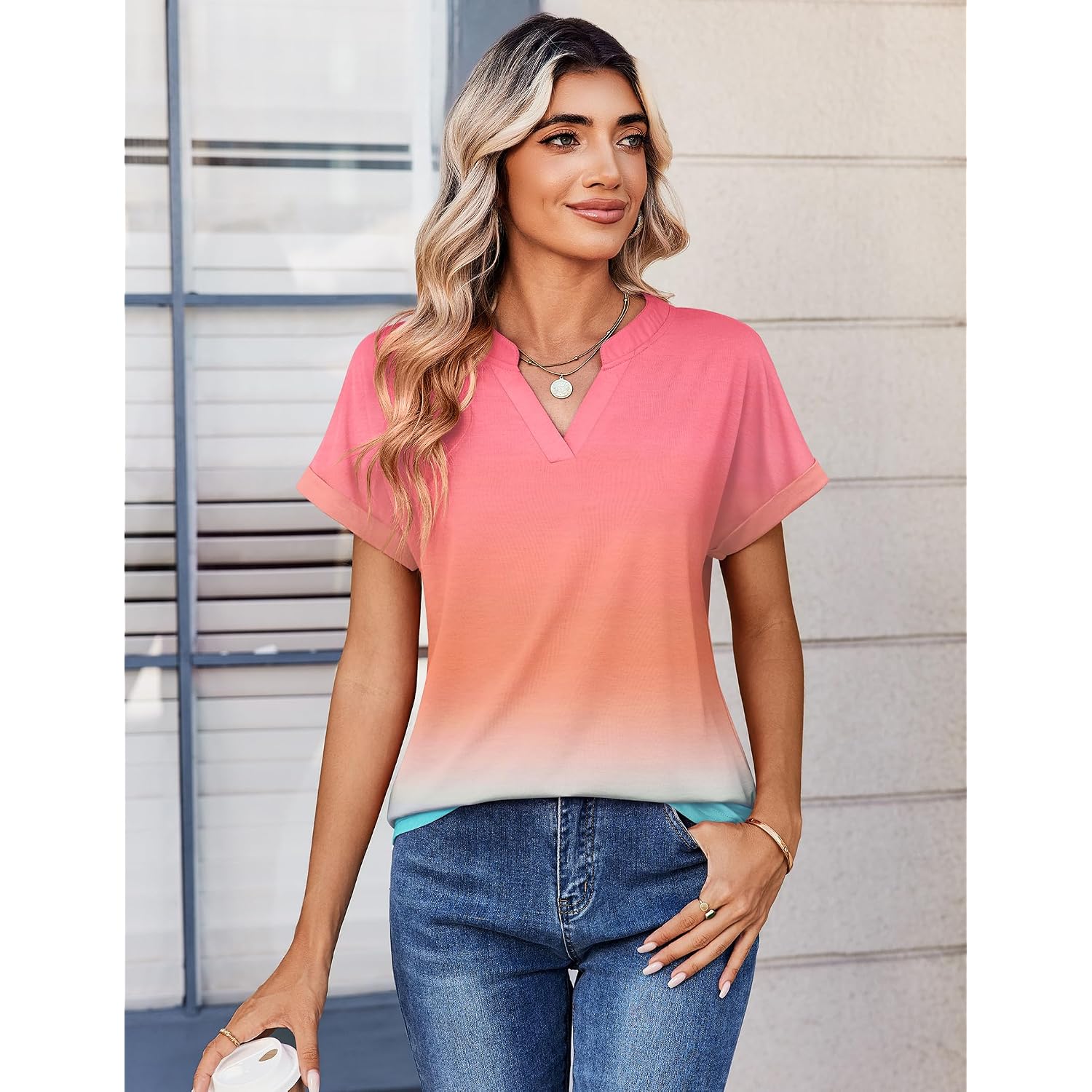 Zeagoo Womens Tops Short Sleeve Summer V Neck Shirts Work Blouses Business Outfits Fashion Clothing