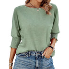Dokotoo Women's 2026 Fashion Tops 3/4 Sleeve T-Shirts Cute Crewneck Basic Business Tees Blouses