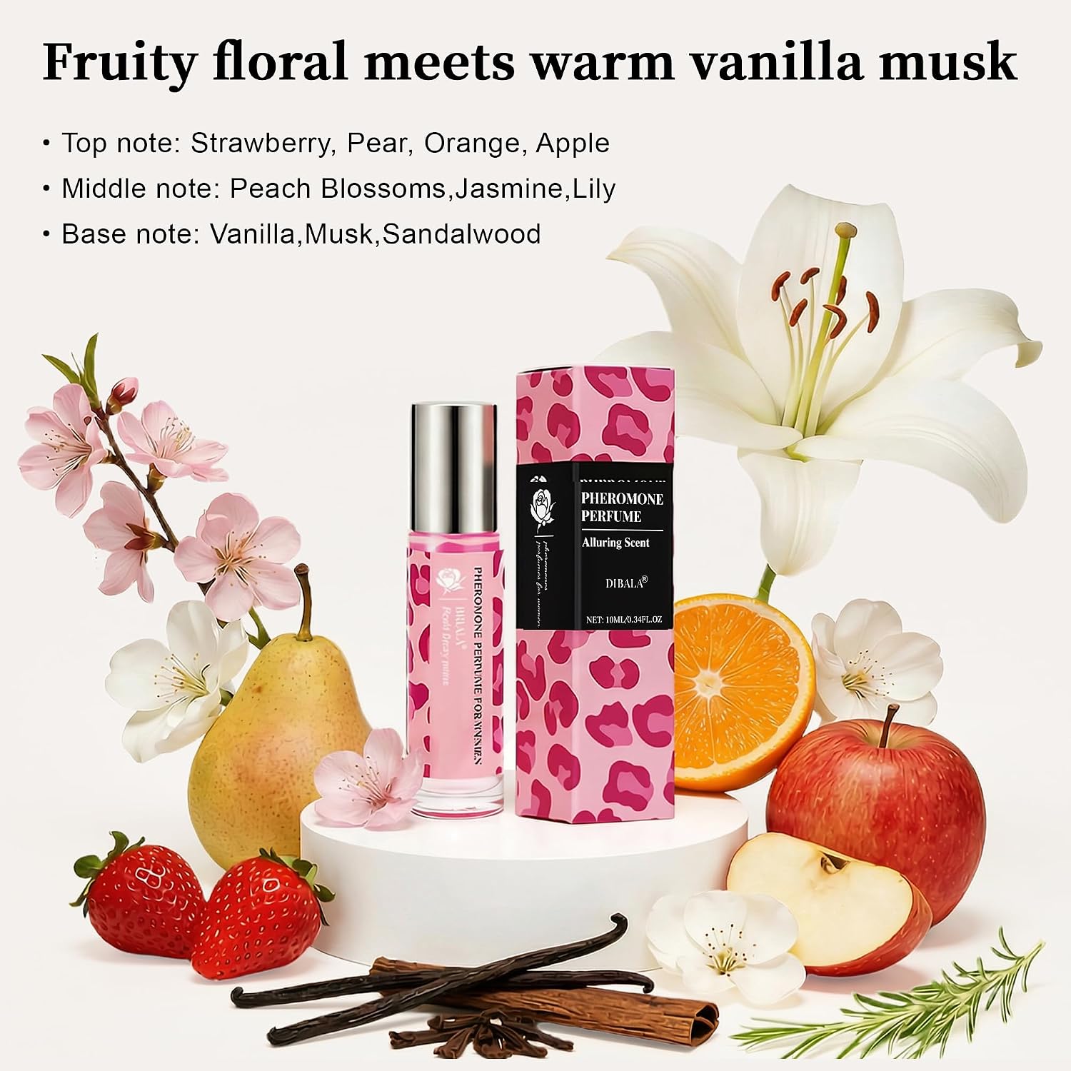 DIBALA Pheromones Perfume for Women | Vanilla Musk Scent, Long Lasting Roll On Perfume Oil 10ml (0.34 fl oz)