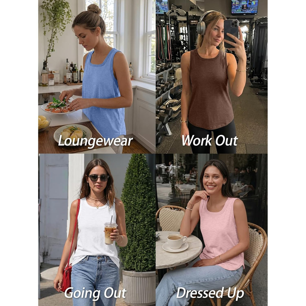 Women's Loose Fit Square Neck Tank Top White