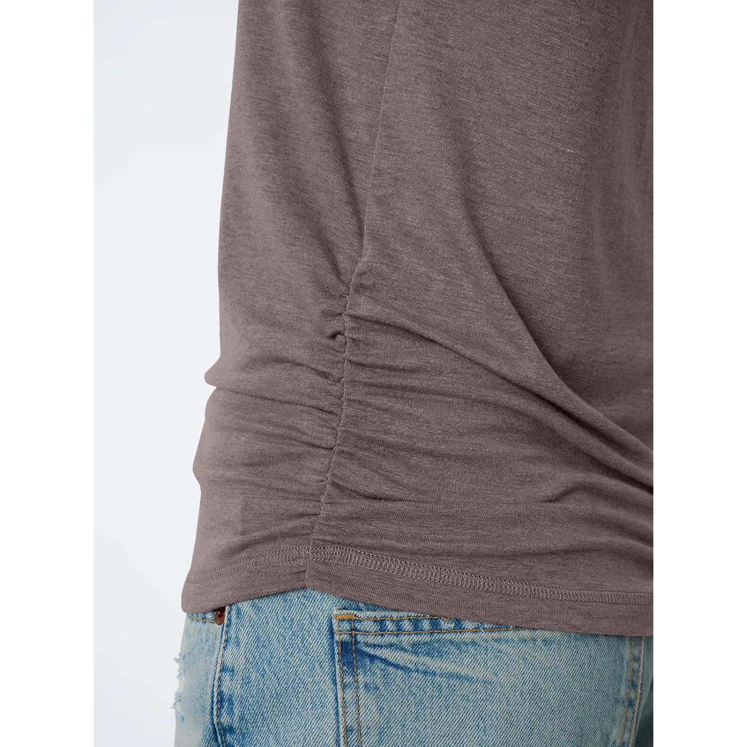Women's Square Neck Ruched Tank Top Coffee Grey