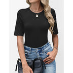 ANRABESS Womens Half Sleeve Tops Crewneck Shirts Basic Fit Tee Trendy 2026 Spring Summer Business Casual T-Shirts