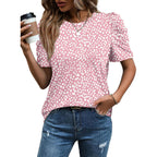 WIHOLL Summer Tops for Women Puff Sleeve Crewneck T Shirts Dressy Casual Blouses Spring Outfits Fashion Clothes