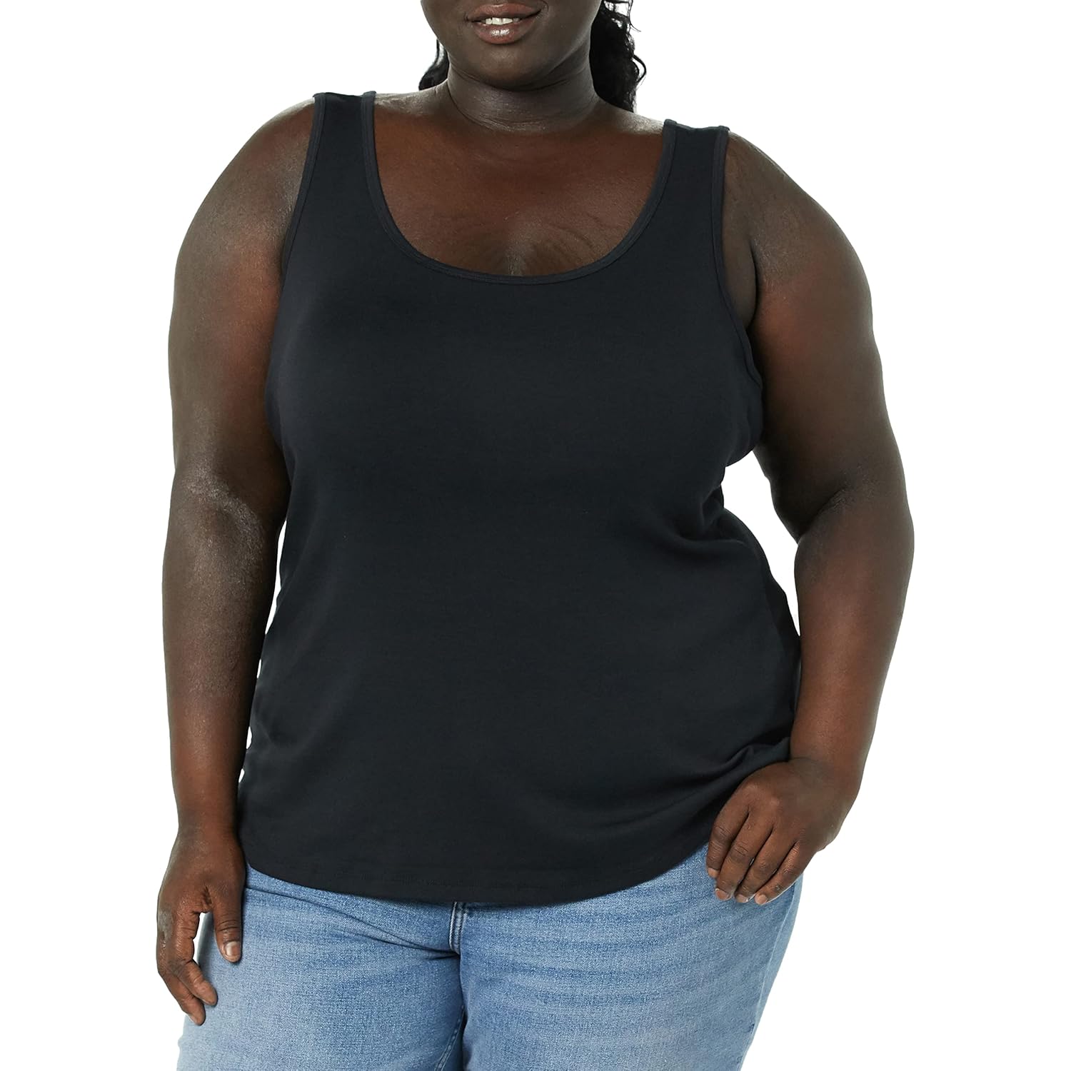 Women's Slim-Fit Scoop Neck Tank Top Black