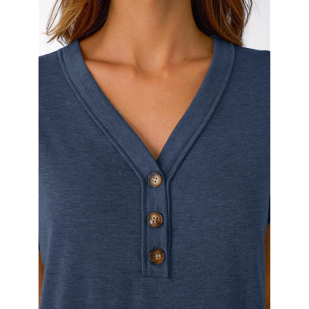 AUTOMET Short Sleeve V Neck T Shirts Womens Summer Business Casual Dressy Tops 2026 Henley Loose Fit Basic Spring Outfit