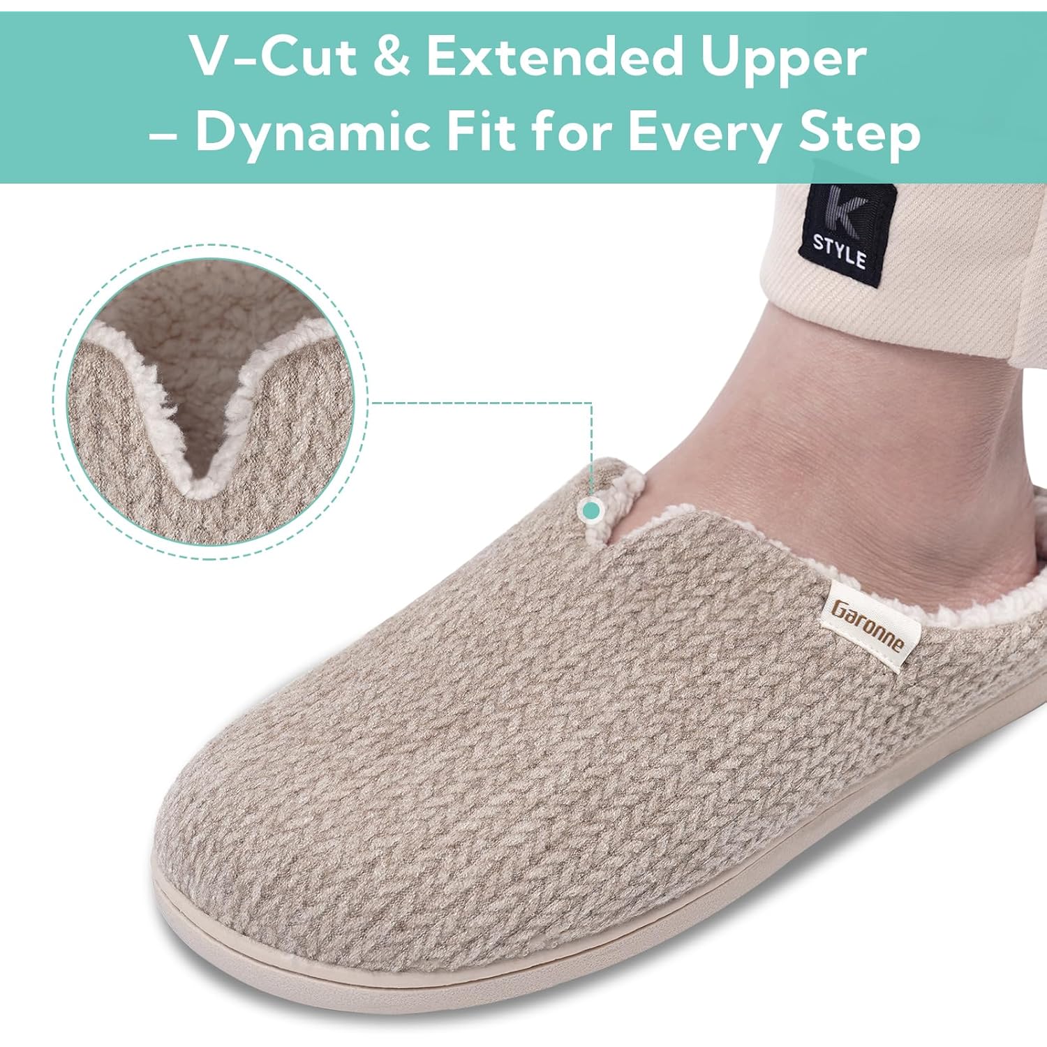 Women's Slippers V-Neck Beige