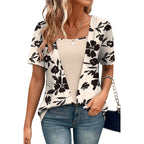 WIHOLL Womens Summer Tops Trendy 2 in 1 Blouses Short Sleeve Shirts Casual T Shirts Beach Vacation Clothes