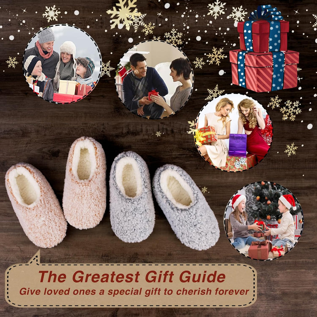 Women's Slippers Sherpa 2 Pk Fuzzy (Taupe & Grey)