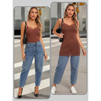 Women's Lace Trim Camisole Tank Top Black/Milk Coffee/Caramel