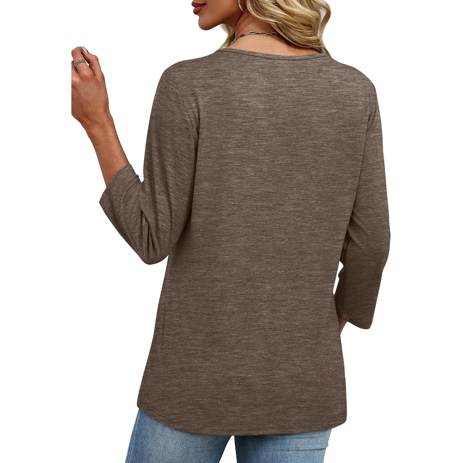 XIEERDUO 3/4 Length Sleeve Womens Tops V Neck T Shirts Summer Clothes Basic Blouses Dressy Casual 2026 Spring Outfits