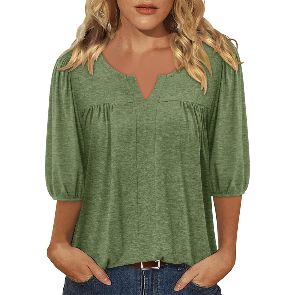 Women's Chest Pleated Tunic Top Avocado