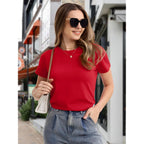 MAGCOMSEN Women's T Shirts Cotton Short Sleeve Shirts Crew-Neck Summer Tops Classic-Fit Tees Breathable Casual Clothes