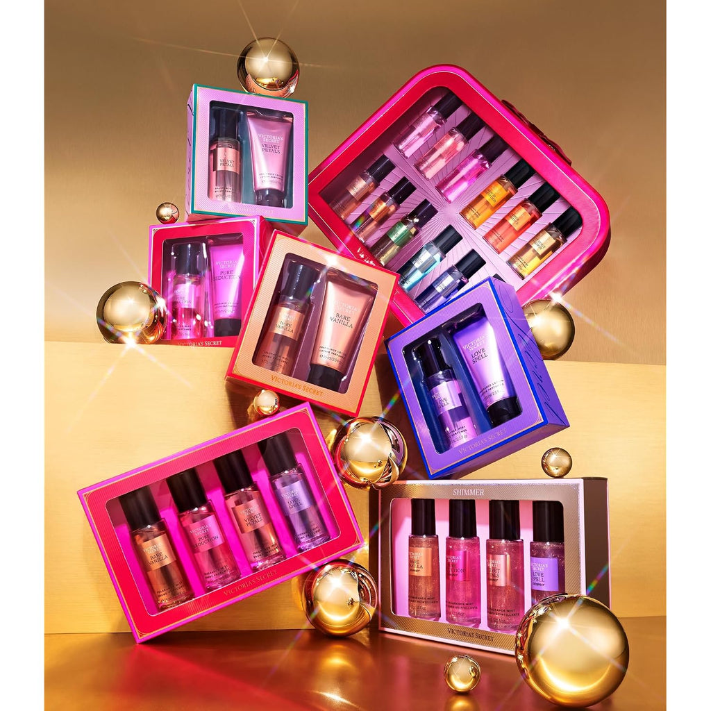 Victoria's Secret Fragrance Mist Collection 4 Piece Mini Mist Gift Set, Assorted Scents, Gift Set for Women