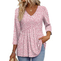 Women's Babydoll V-Neck Tunic Top Pink Dot