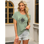 MAPICK Women's Floral Graphic Tees Short Sleeve Casual T-Shirts Boho Style Cute Summer Loose Fit Tops