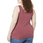 Women's Slim-Fit Scoop Neck Tank Top Beige/Raspberry Red
