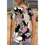 Women's Classic V-Neck Tunic Top Leaf Pink