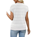 WIHOLL Short Sleeve Sweater for Women V Neck Trendy Summer Tops 2026 Spring Fashion Clothing Business Casual Outfits