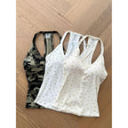 Women's Padded Racerback Tank Top Blue Rosebud