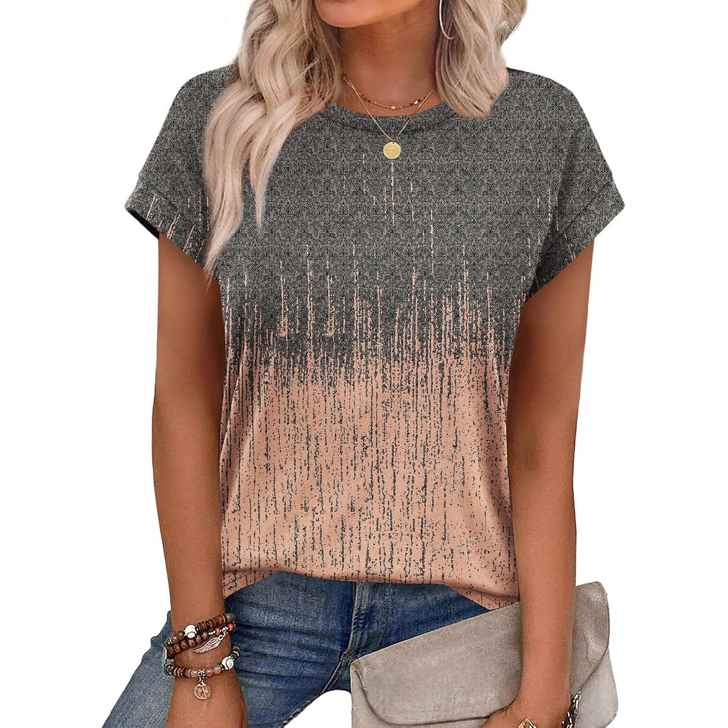 Alaroo Womens Summer Tops Short Sleeve Shirts Crew Neck Cute Trendy Tunic Blouses (S-3XL)