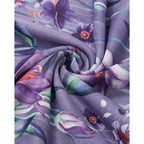 Women's Mesh Pleated Floral Tunic Top Spring Purple