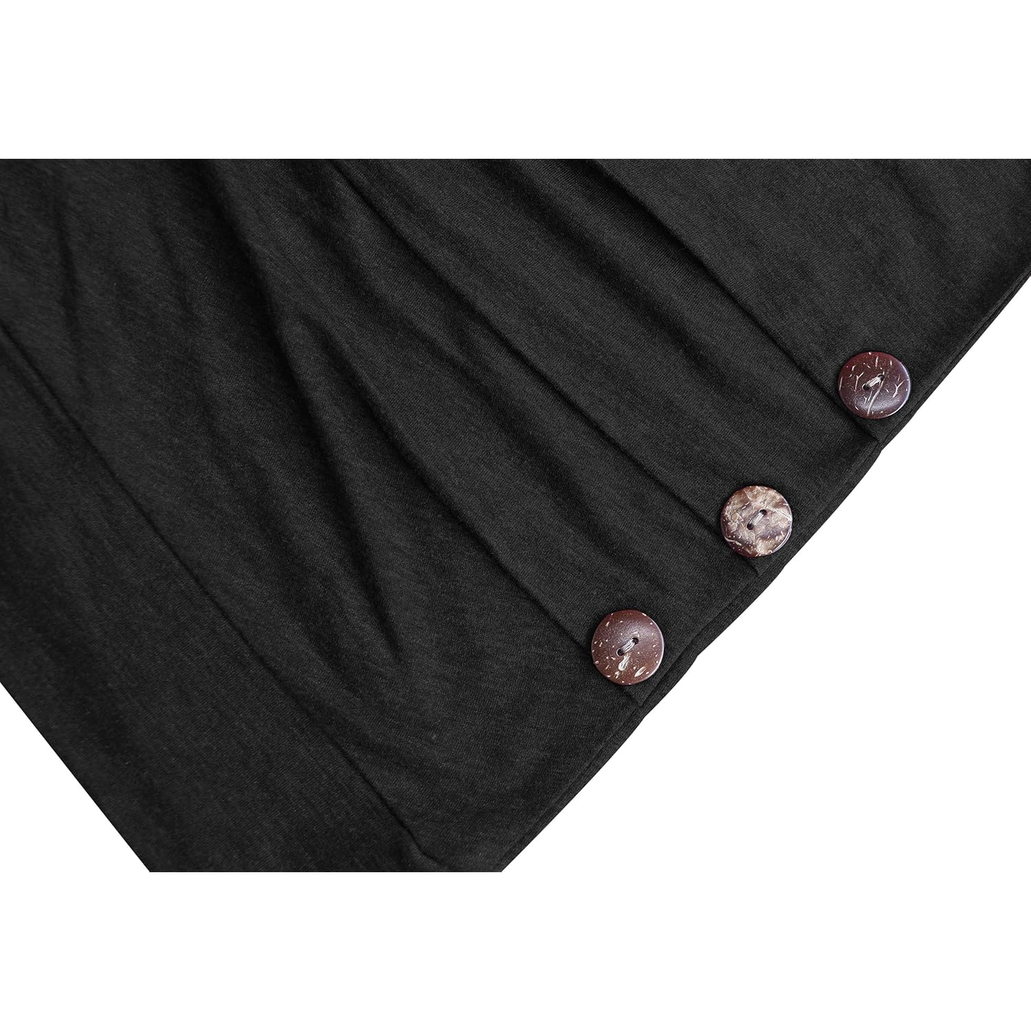 Women's Buttoned V-Neck Tunic Top Black