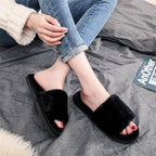 Women's Slippers Fuzzy Black