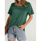 Women's Smocked Crewneck Tunic Top Green