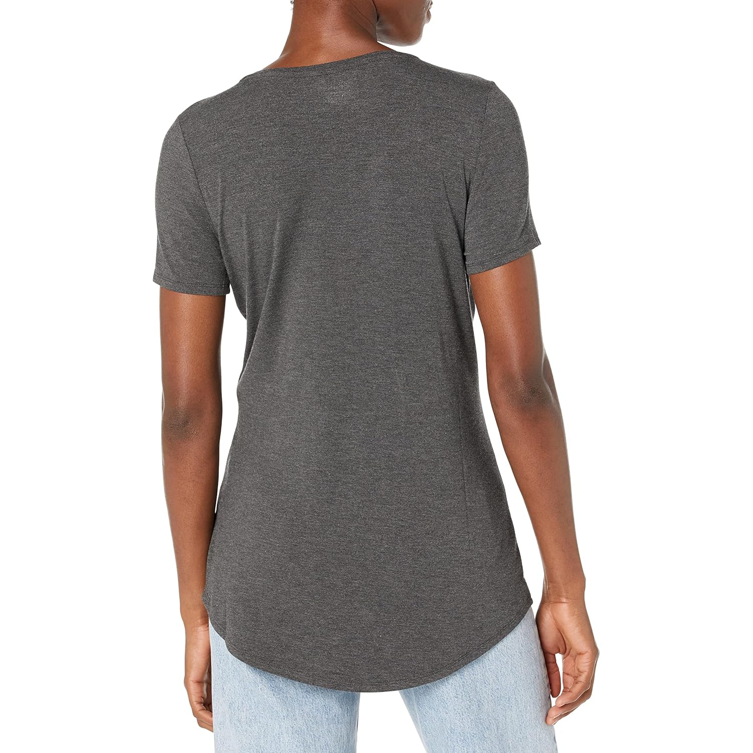 Women's Relaxed Fit V-Neck Tunic Top Charcoal Heather
