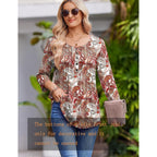Zeagoo 3/4 Length Sleeve Womens Tops Round Neck Casual Summer Tunic Tops Basic Tees Blouses Dressy T-Shirts Pleated Shirts