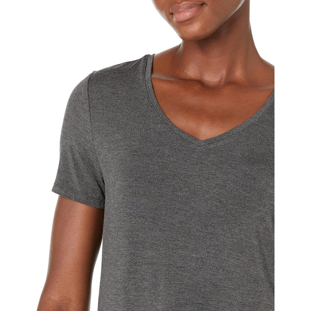 Women's Relaxed Fit V-Neck Tunic Top Charcoal Heather