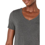 Women's Relaxed Fit V-Neck Tunic Top Charcoal Heather