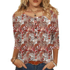 Zeagoo 3/4 Length Sleeve Womens Tops Round Neck Casual Summer Tunic Tops Basic Tees Blouses Dressy T-Shirts Pleated Shirts