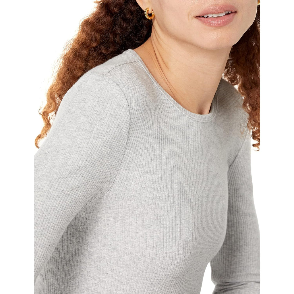 Amazon Essentials Women's Slim-Fit Long Sleeve Rib Knit Crew Neck Top, Pack of 2