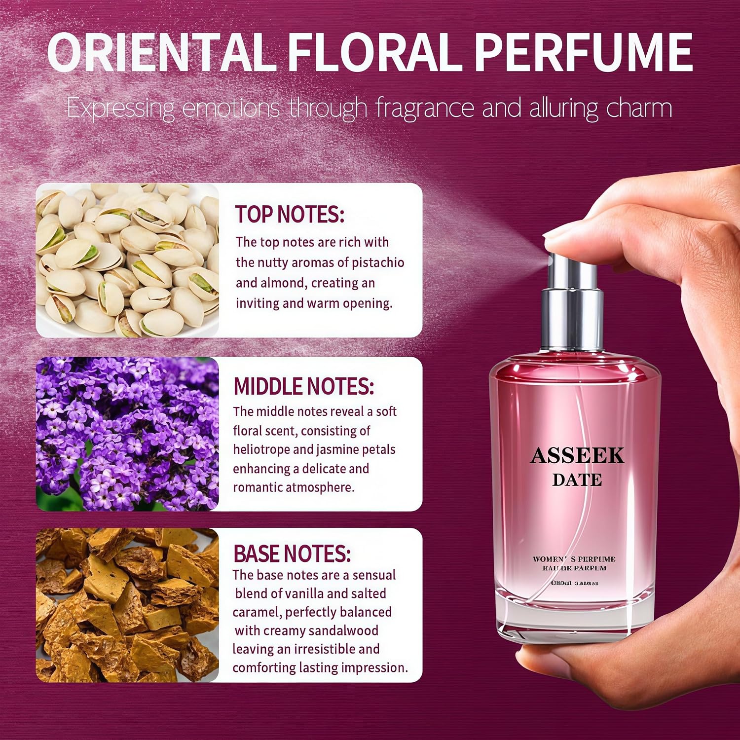 Luxury Perfume for Women, 80ml / 2.82 fl oz, Upgraded Long-Lasting Pistachio Vanilla Fragrance, Creamy Sweet Floral Scent with Almond & Jasmine Notes, Suitable for dates, parties, or as a gift.